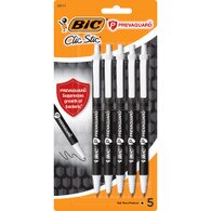 BIC, PrevaGuard, Antimicrobial, Clic Stic, Ballpoint Pen, 1mm, 5 pack